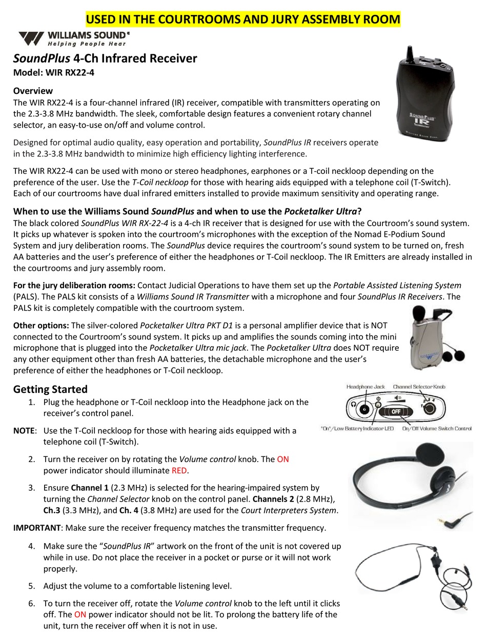 WILLIAM SOUND SOUNDPLUS WIR RX22-4 MANUAL Pdf Download | ManualsLib