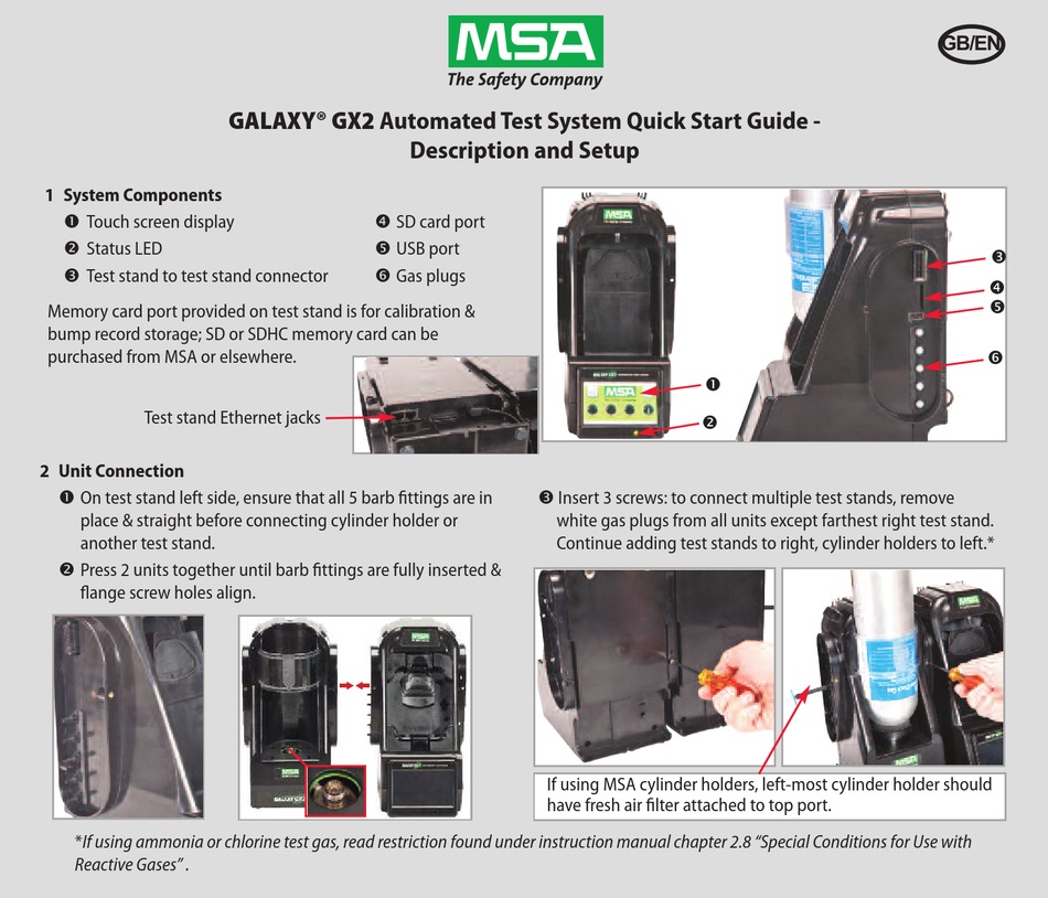 MSA GALAXY GX2 QUICK START MANUALDESCRIPTION AND SETUP Pdf Download