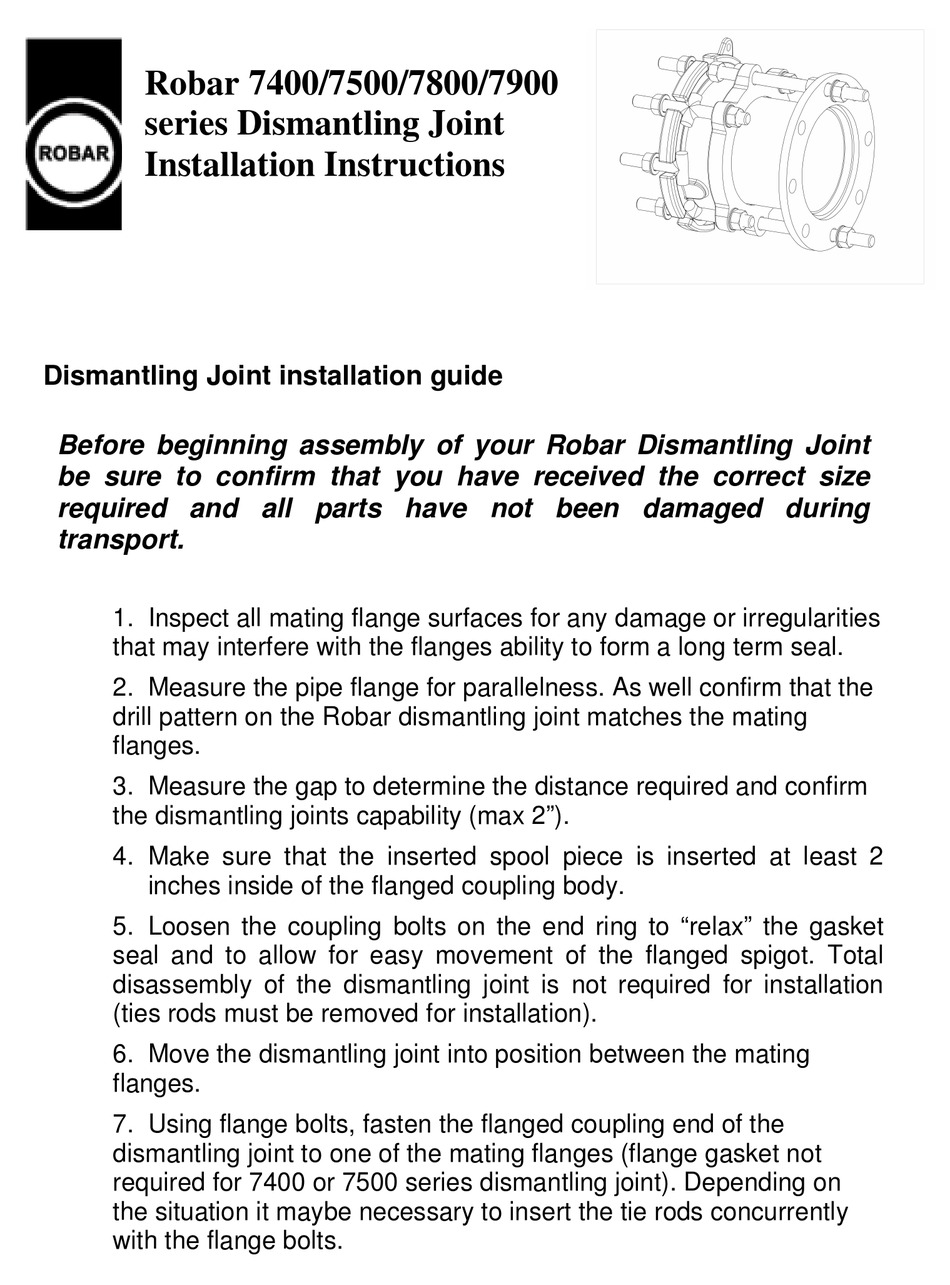 ROBAR INDUSTRIES 7400 SERIES INSTALLATION INSTRUCTIONS Pdf Download