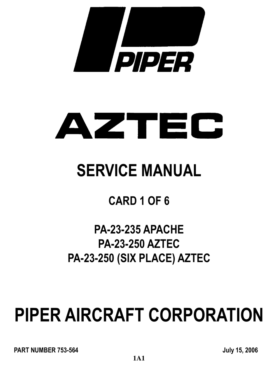 Piper Apache Pa 23 235 Service Manual Pdf Download Manualslib