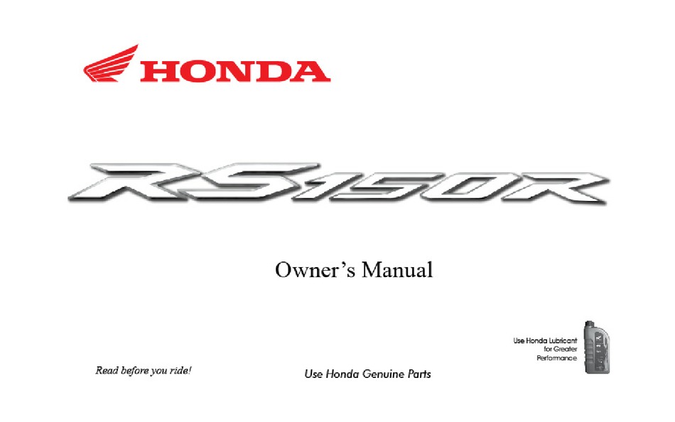 HONDA RS150R 2016 OWNERu0027S MANUAL Pdf Download  ManualsLib