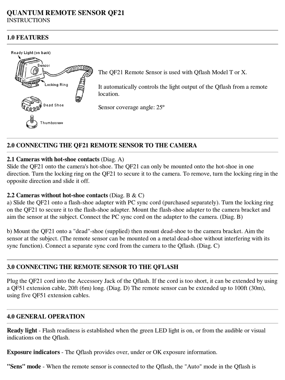 QUANTUM QFLASH QF21 INSTRUCTIONS Pdf Download ManualsLib