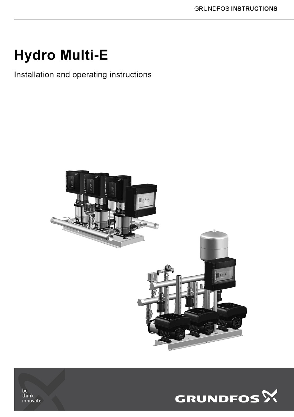 GRUNDFOS HYDRO MULTIE INSTALLATION AND OPERATING INSTRUCTIONS MANUAL