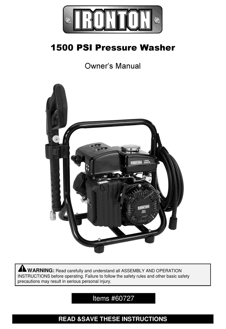 Operating Instructions; Replacement Parts - Ironton 52520 Owner's Manual  [Page 7]