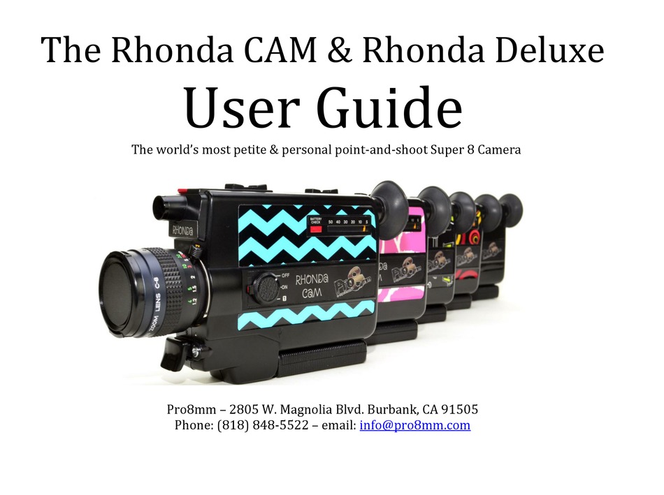 PRO8MM RHONDA CAM USER MANUAL Pdf Download