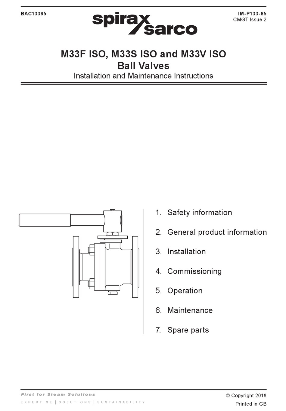 SPIRAX SARCO M33 ISO SERIES INSTALLATION AND MAINTENANCE INSTRUCTIONS