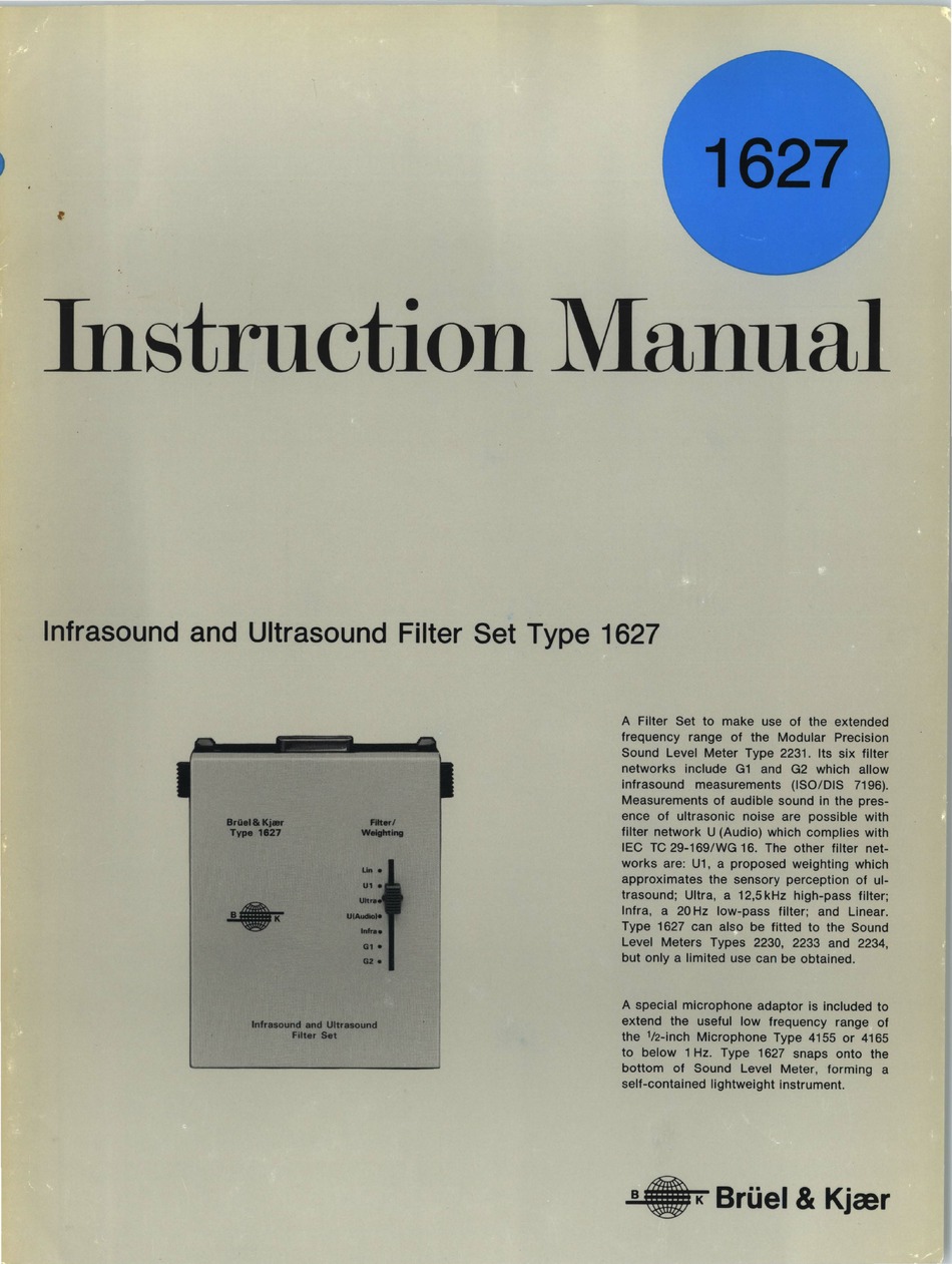 BRÜEL & KJÆR 1627 INSTRUCTION MANUAL Pdf Download | ManualsLib