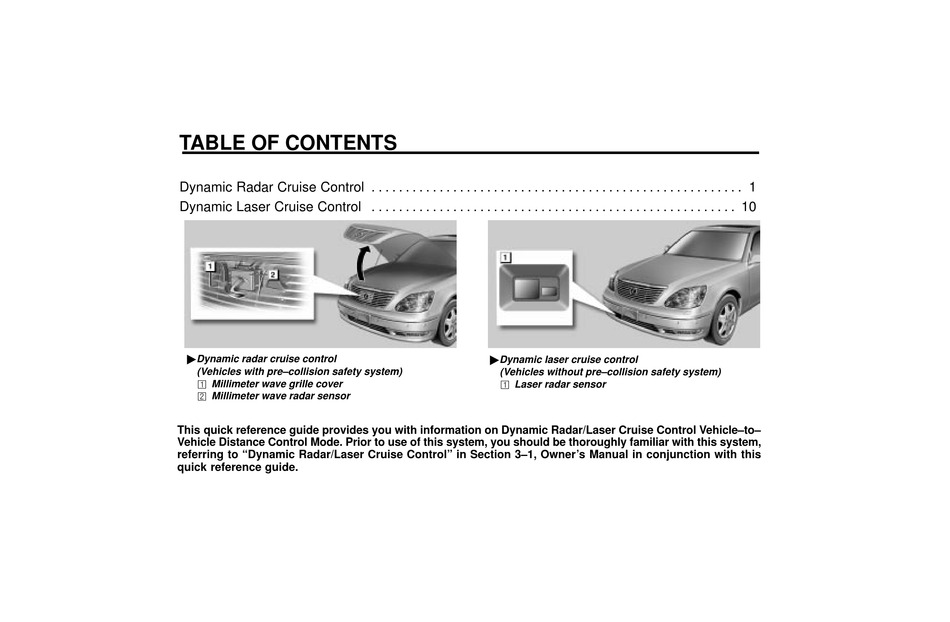 LEXUS LS430 QUICK REFERENCE MANUAL Pdf Download | ManualsLib