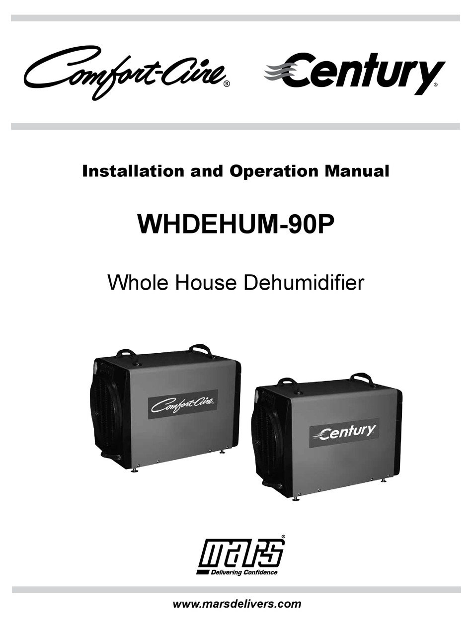 MARS COMFORT-AIRE CENTURY WHDEHUM-90P INSTALLATION AND OPERATION MANUAL