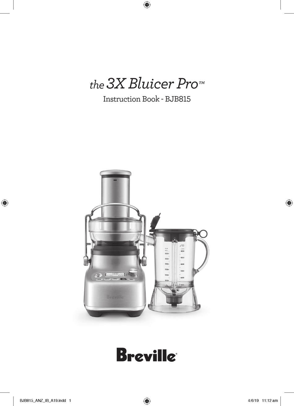 BREVILLE 3X BLUICER PRO BJB815 INSTRUCTION BOOK Pdf Download ManualsLib