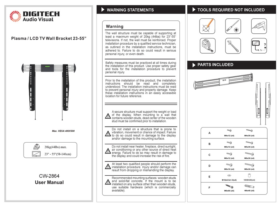 DIGITECH AUDIO VISUAL CW2864 USER MANUAL Pdf Download ManualsLib