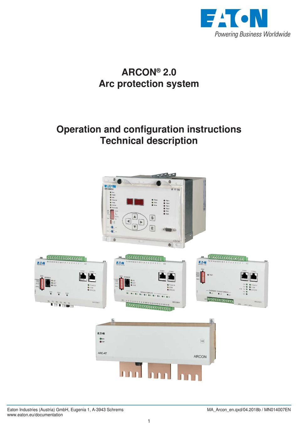 Eaton Arc Fault Protection System ARCON display - 193890 Overview