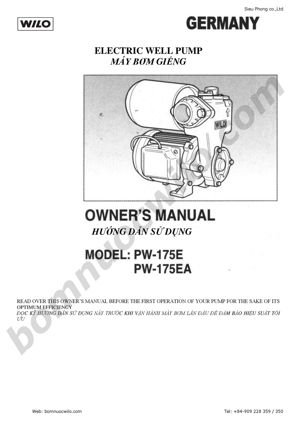 WILO PW-175E OWNER'S MANUAL Pdf Download | ManualsLib
