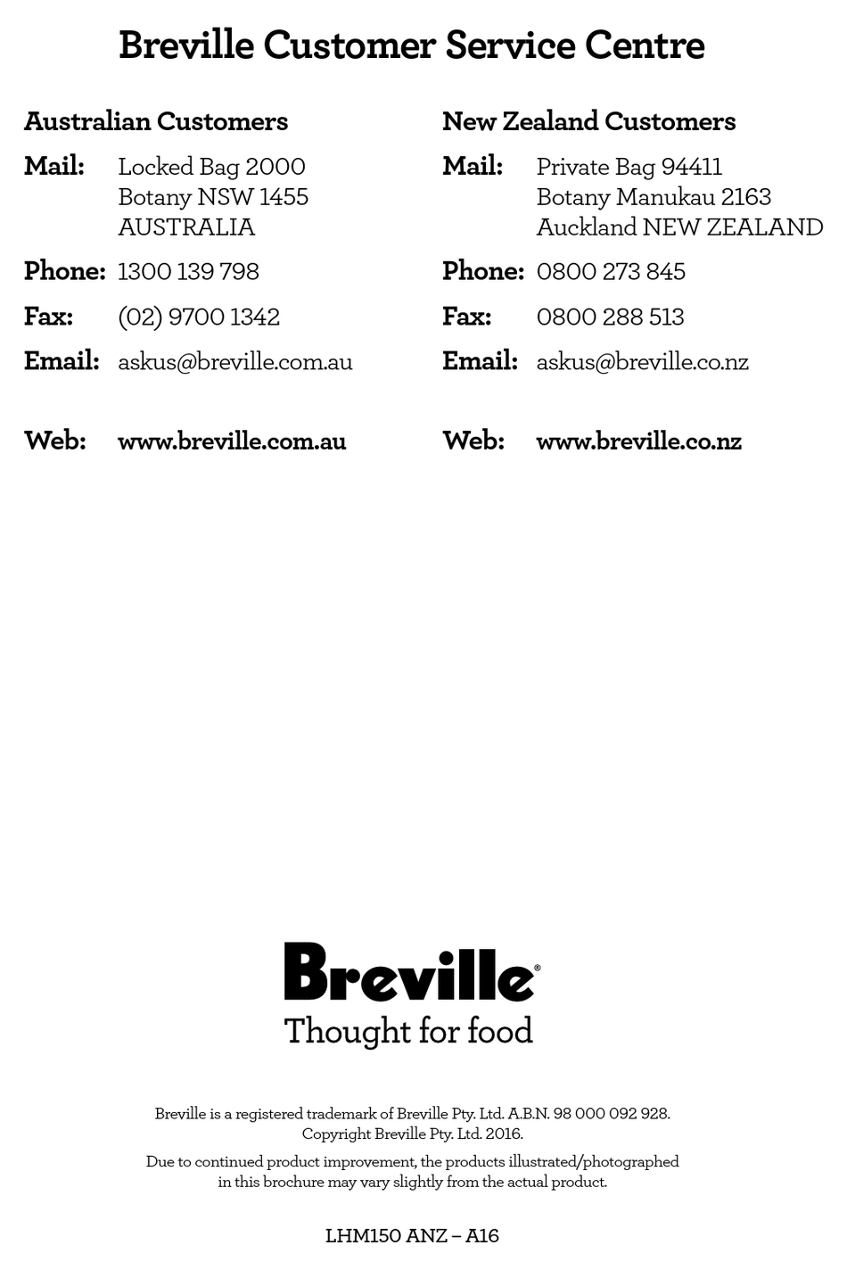 BREVILLE HANDY MIX \u0026 STORE LHM150 