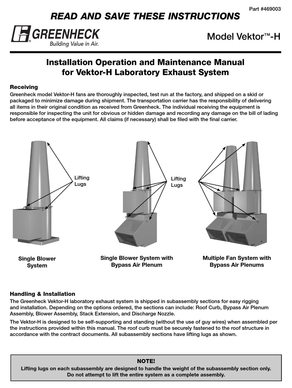 GREENHECK VEKTOR-H INSTALLATION, OPERATION AND MAINTENANCE MANUAL Pdf ...