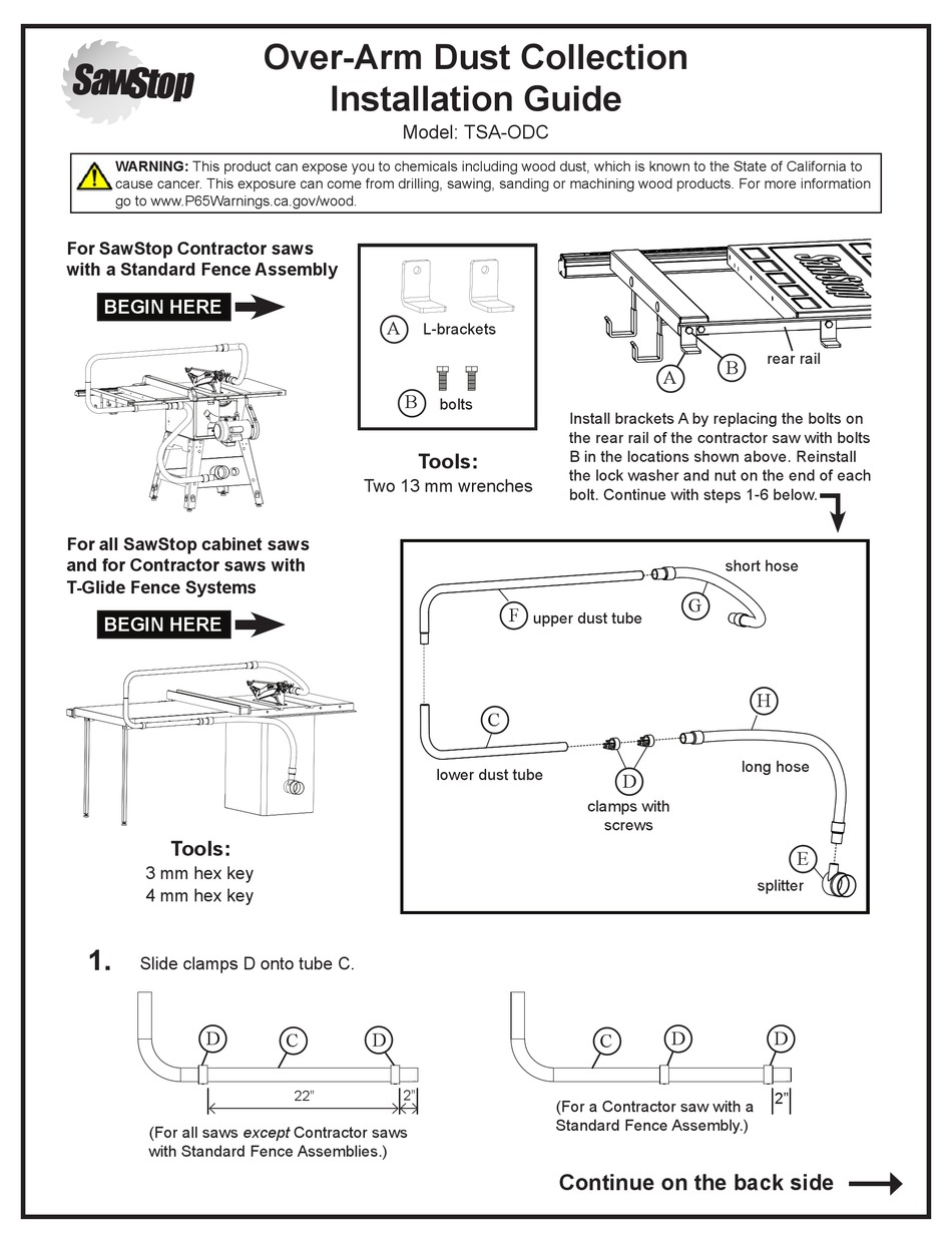 SAWSTOP TSAODC INSTALLATION MANUAL Pdf Download ManualsLib