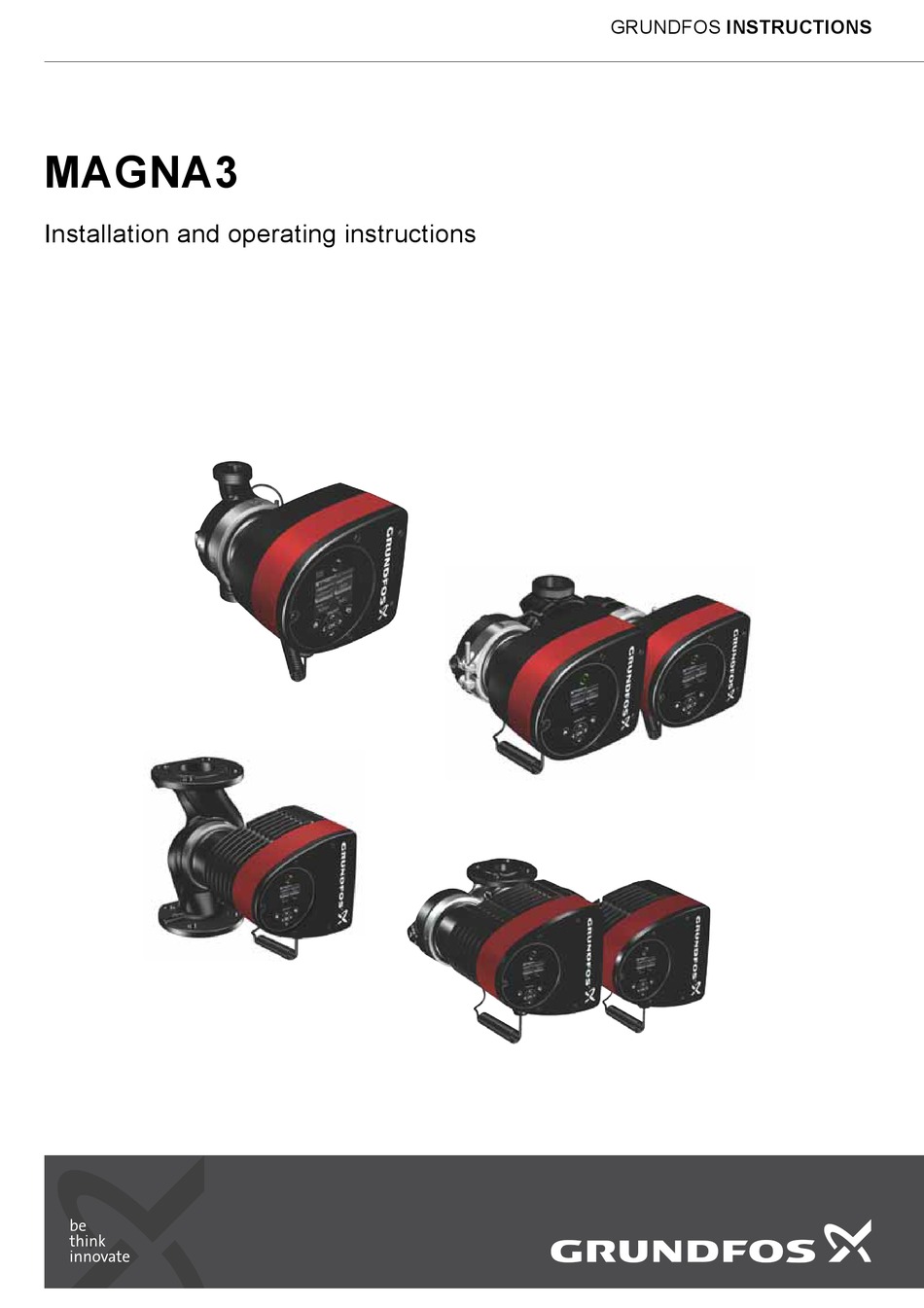 GRUNDFOS MAGNA3 25-80 INSTALLATION AND OPERATING INSTRUCTIONS MANUAL ...