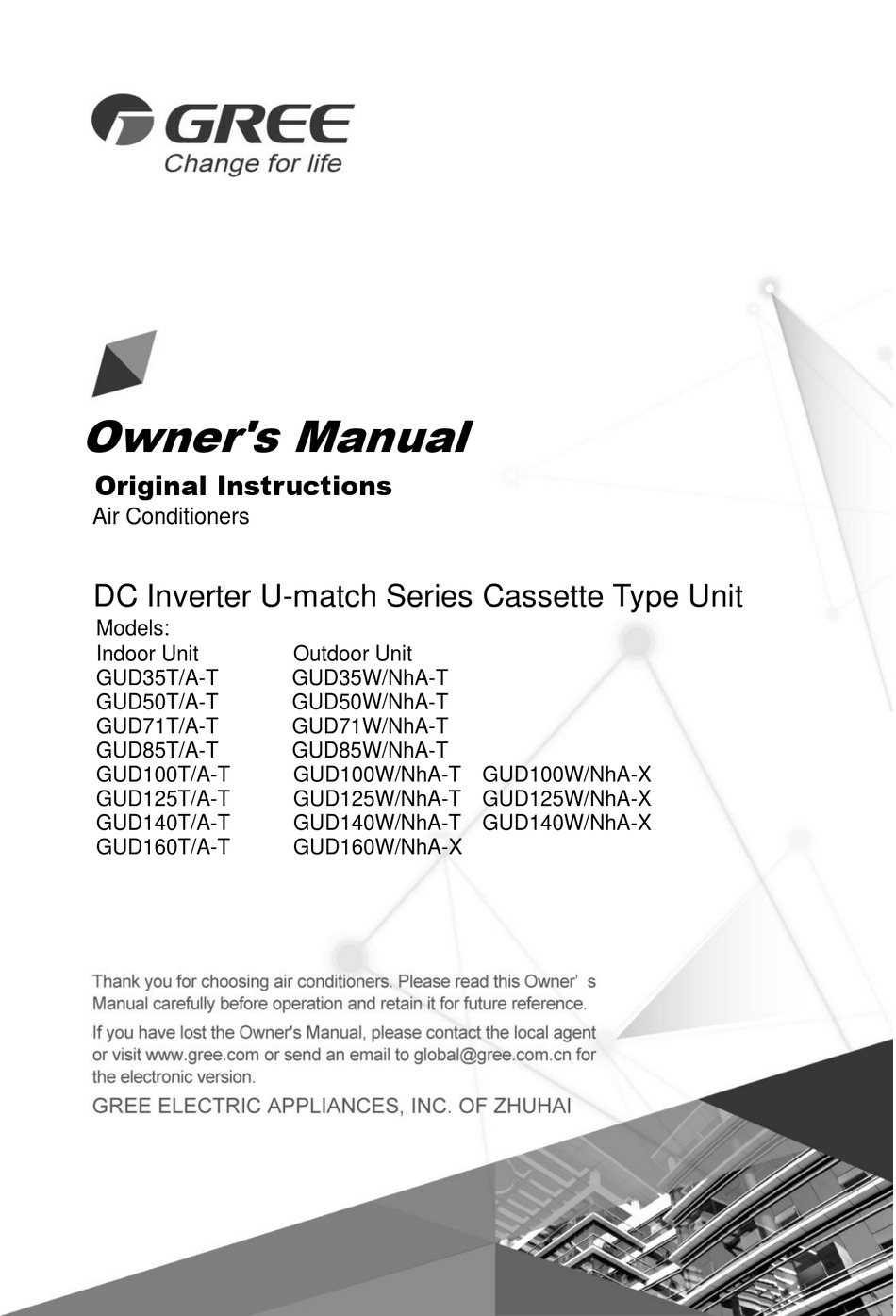 GREE U-MATCH SERIES OWNER'S MANUAL Pdf Download | ManualsLib