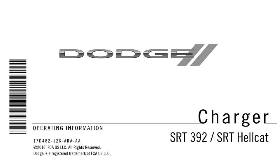DODGE CHARGER SRT 392 2017 OPERATING INFORMATION MANUAL Pdf Download ManualsLib