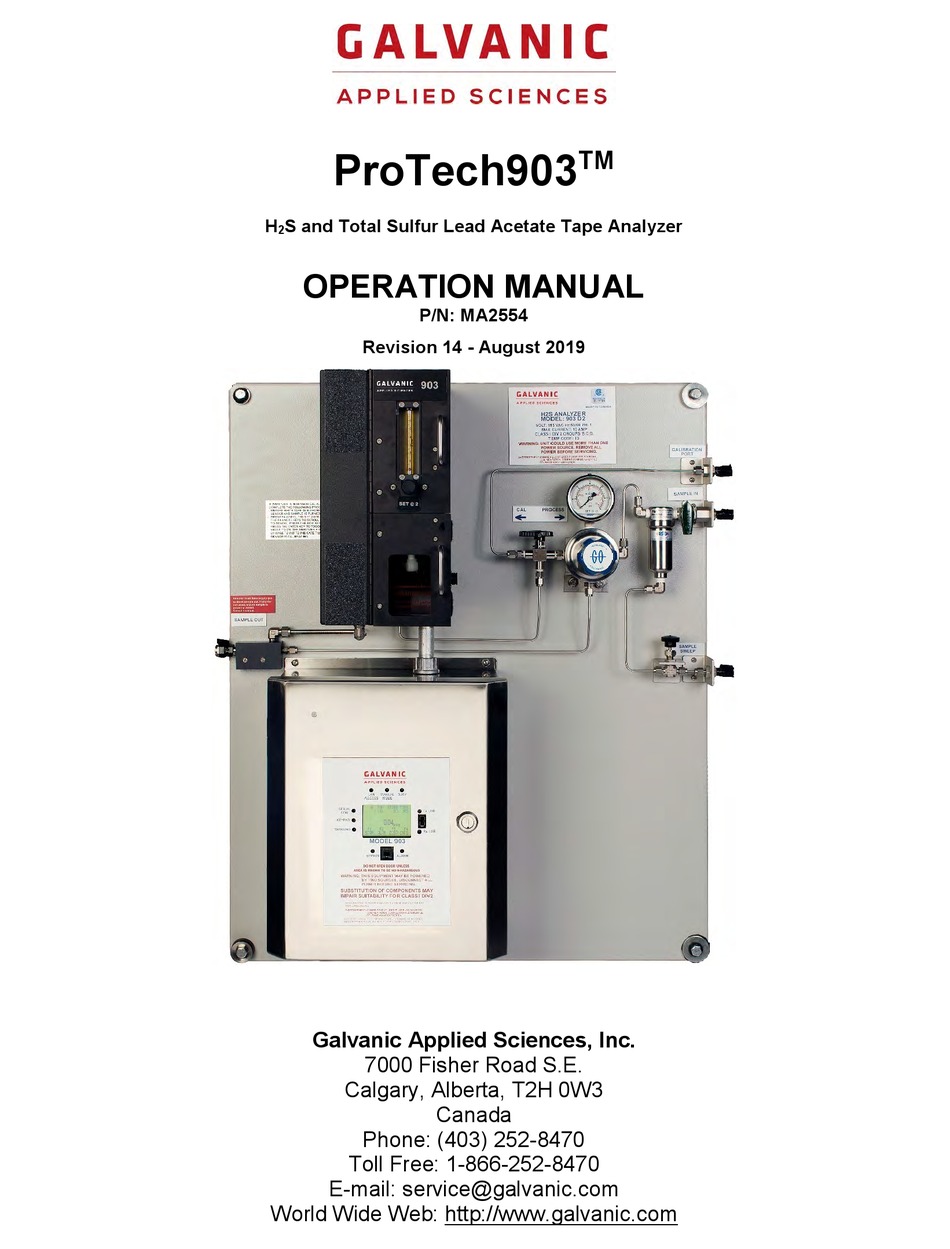 GALVANIC APPLIED SCIENCES PROTECH903 OPERATION MANUAL Pdf Download