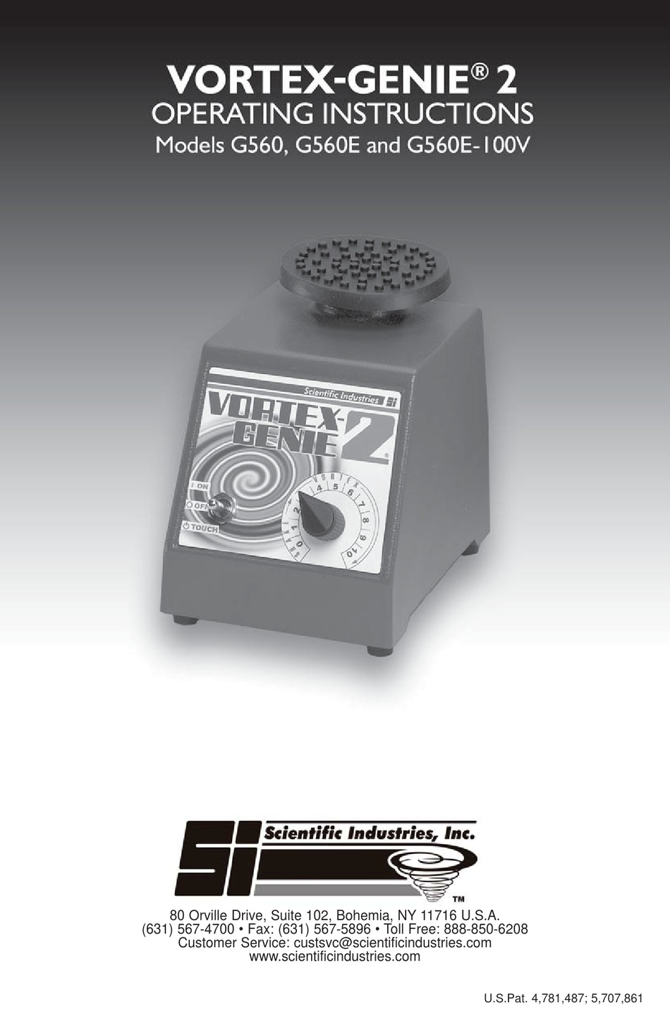 SCIENTIFIC INDUSTRIES VORTEXGENIE 2 SERIES OPERATING INSTRUCTIONS Pdf