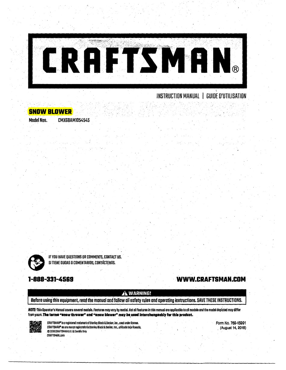 CRAFTSMAN CMXGBAM1054545 INSTRUCTION MANUAL Pdf Download | ManualsLib