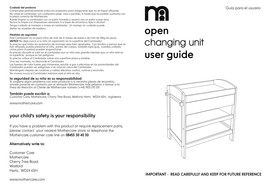 MOTHERCARE OPEN CHANGING UNIT USER MANUAL Pdf Download ManualsLib