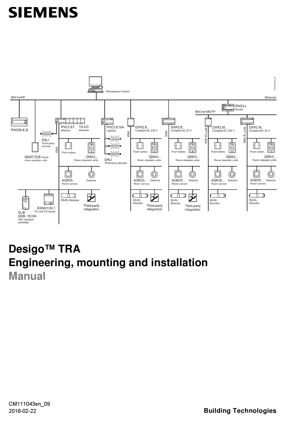 SIEMENS DESIGO TRA ENGINEERING, MOUNTING AND INSTALLATION MANUAL Pdf