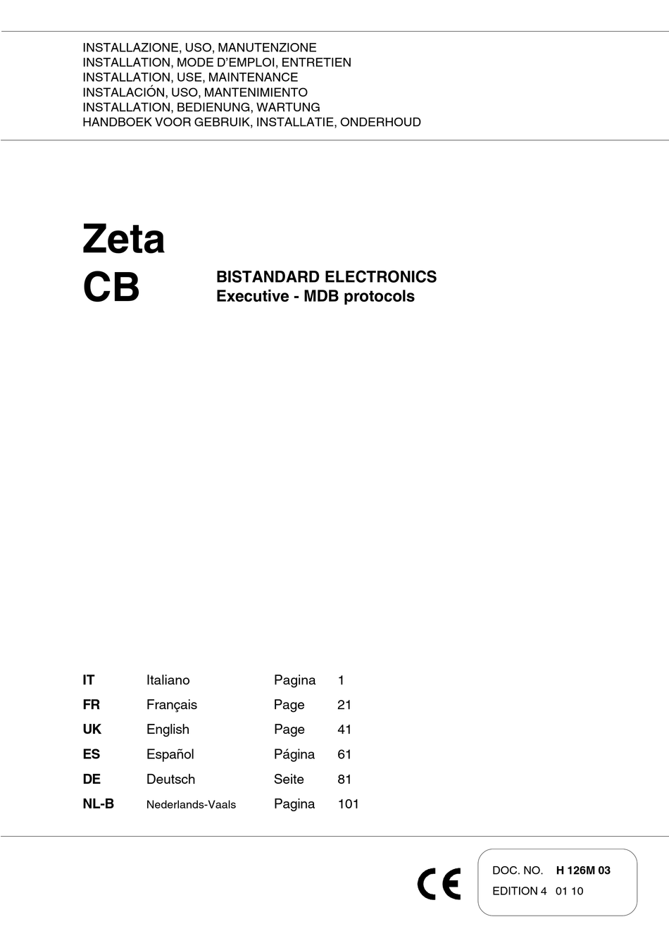 NECTA VENDING SOLUTIONS SPA ZETA CB SERIES INSTALLATION - USE - MAINTENANCE  Pdf Download