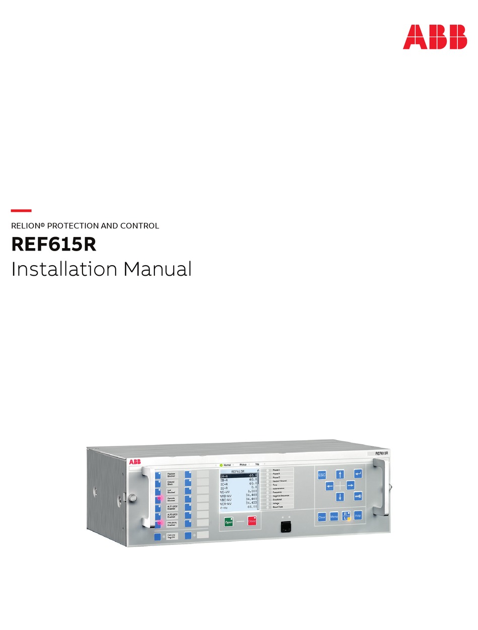 ABB RELION REF615R INSTALLATION MANUAL Pdf Download | ManualsLib