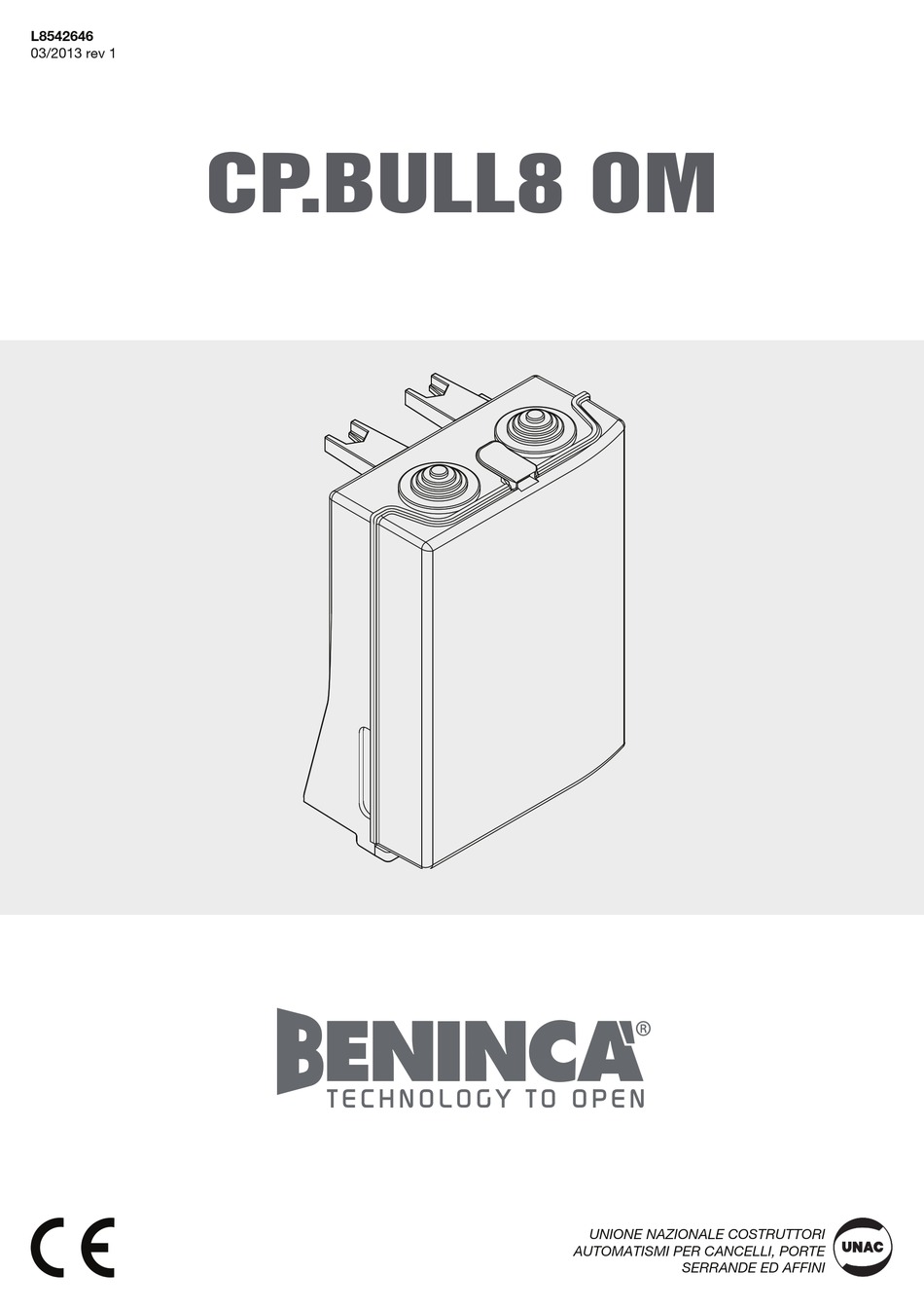 Beninca Cp Bull8 Om Manual Pdf Download Manualslib