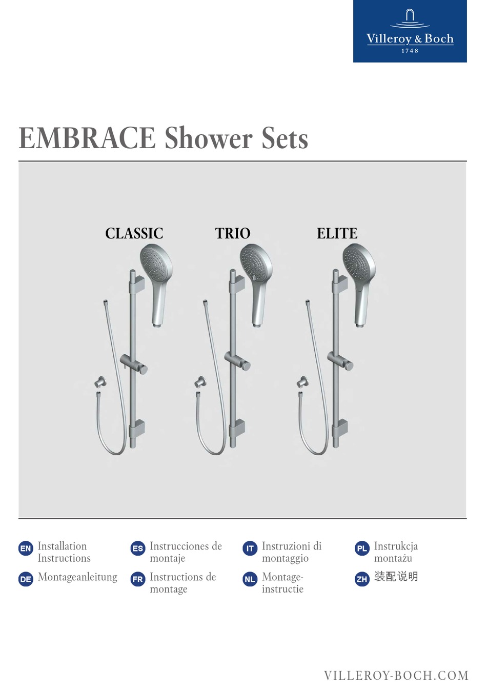 Embrace 110 Adjustable Hook & Union Shower Set
