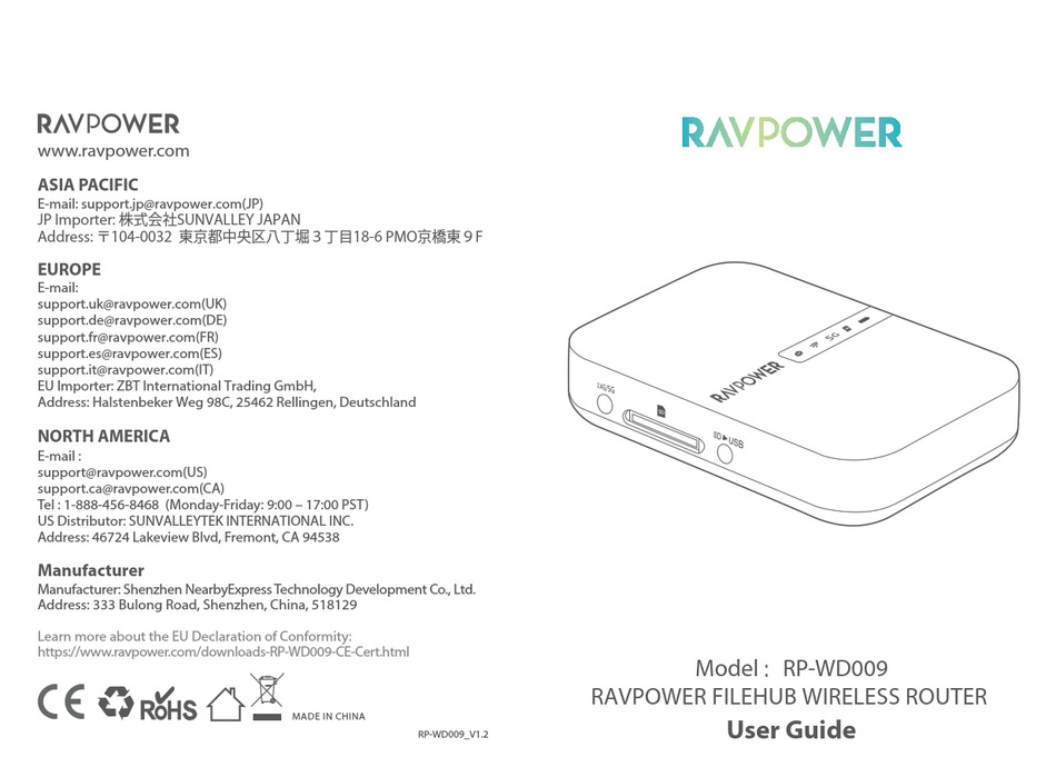 RAVPOWER RP-WD009 USER MANUAL Pdf Download | ManualsLib