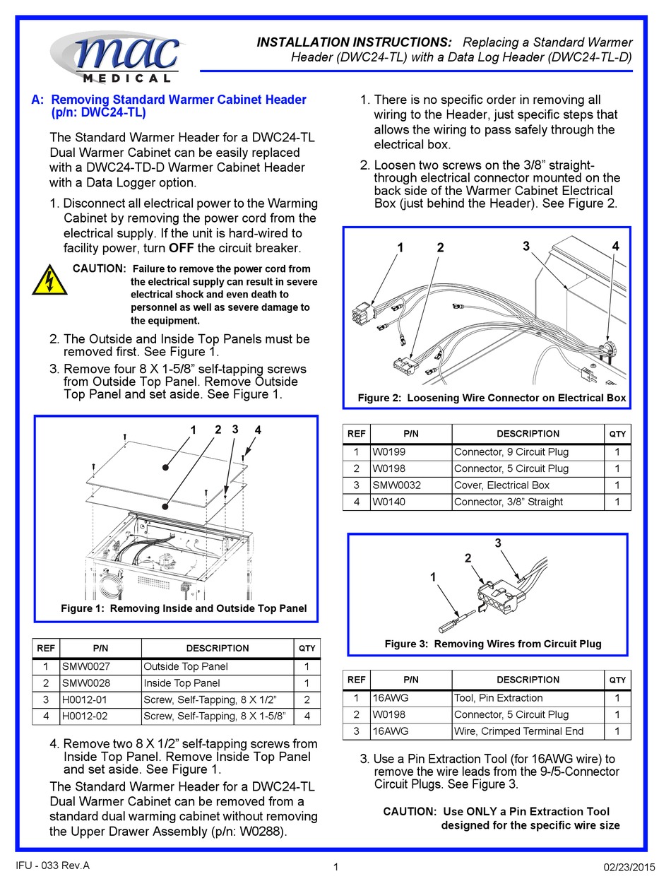 MAC MEDICAL DWC24TL INSTALLATION INSTRUCTIONS Pdf Download ManualsLib