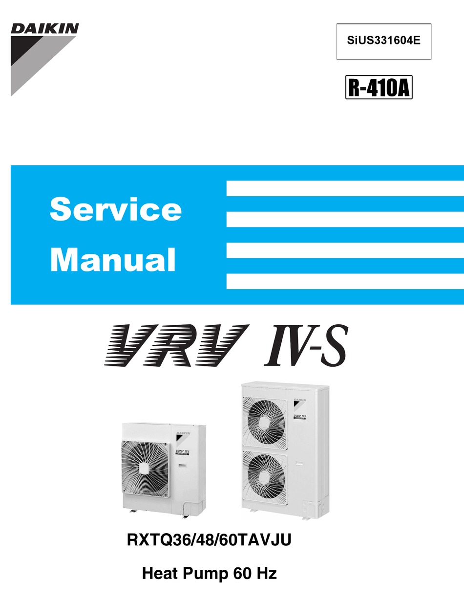 DAIKIN VRV IV-S RXTQ-TAVJU SERIES SERVICE MANUAL Pdf Download | ManualsLib