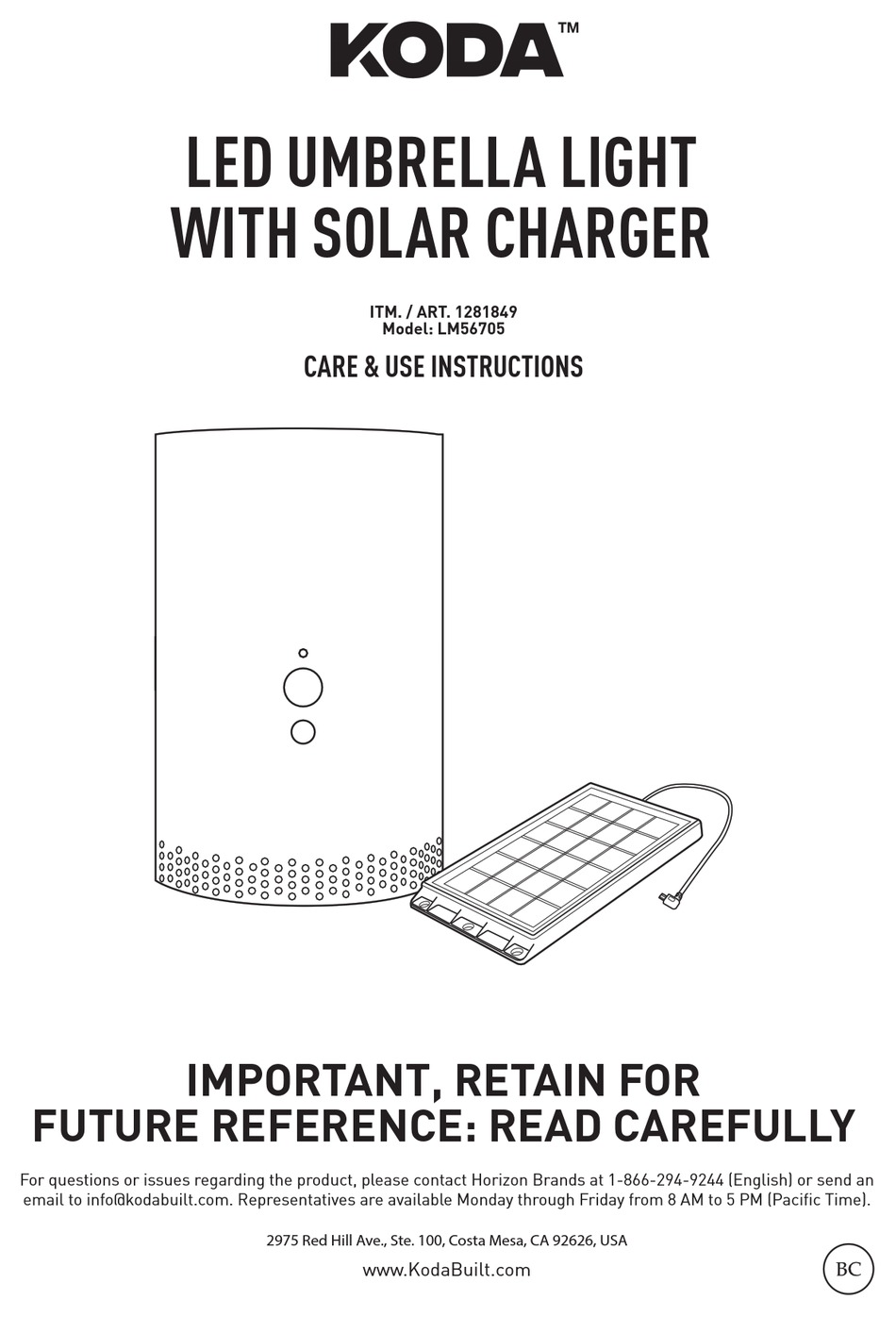 KODA LM56705 CARE USE INSTRUCTIONS Pdf Download ManualsLib