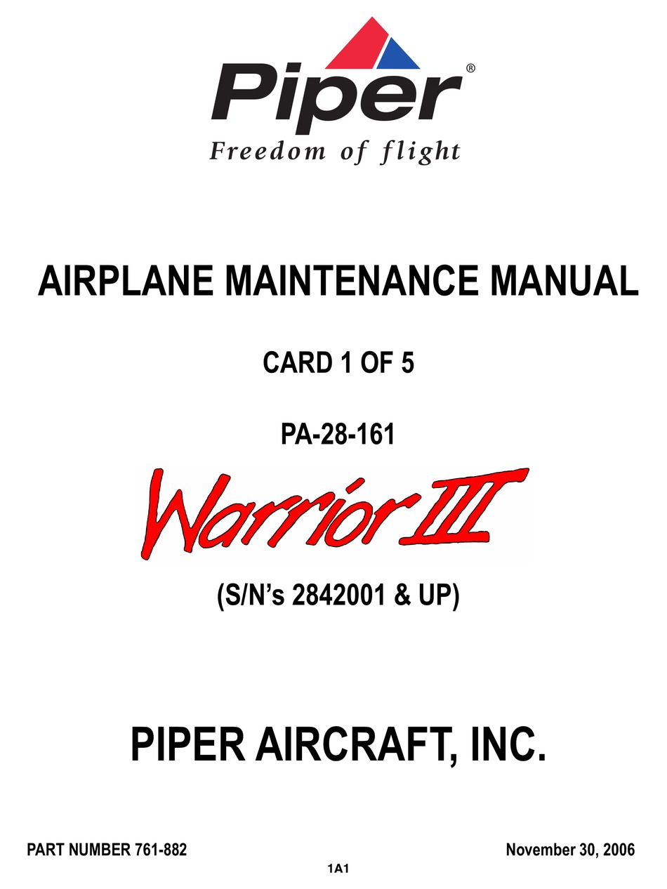 PIPER WARRIOR III MAINTENANCE MANUAL Pdf Download ManualsLib