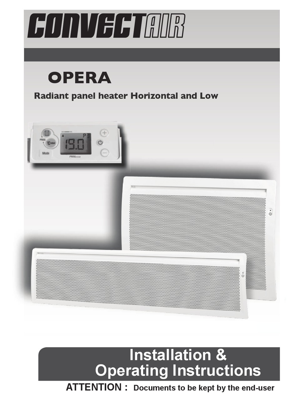 CONVECTAIR OPERA INSTALLATION OPERATING INSTRUCTIONS MANUAL Pdf 