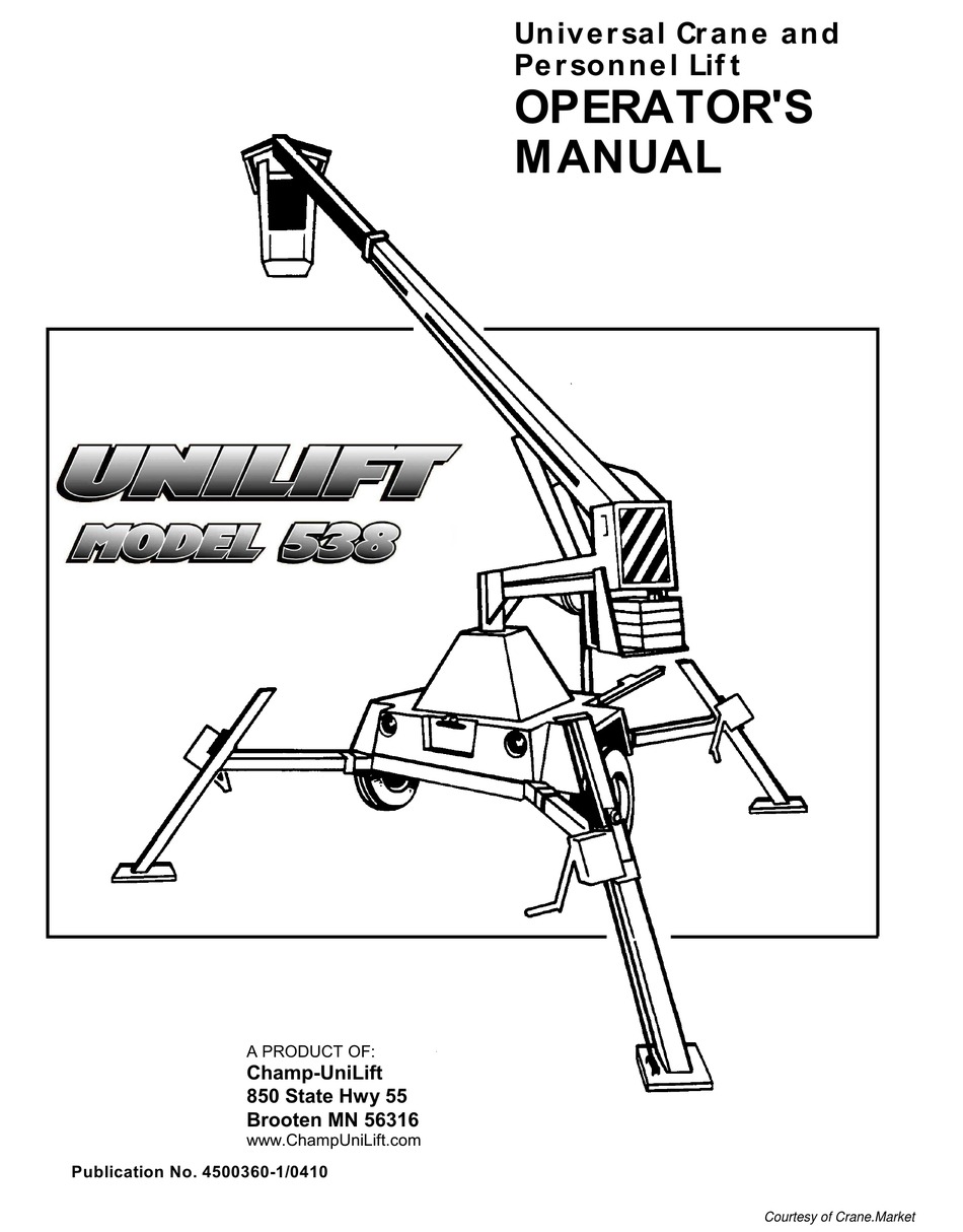 UNILIFT 538 OPERATOR'S MANUAL Pdf Download ManualsLib