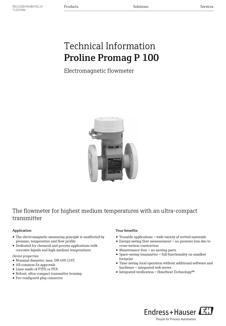 ENDRESS+HAUSER PROLINE PROMAG P 100 TECHNICAL INFORMATION Pdf Download