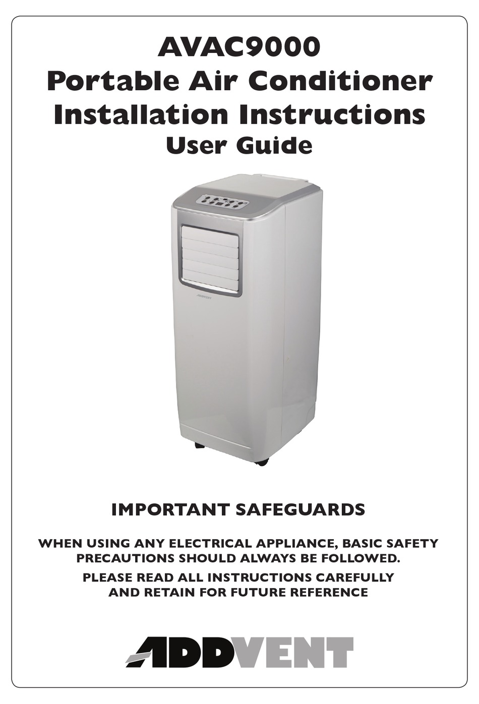 Addvent Avac9000 Installation Instructions And User Manual Pdf Download Manualslib