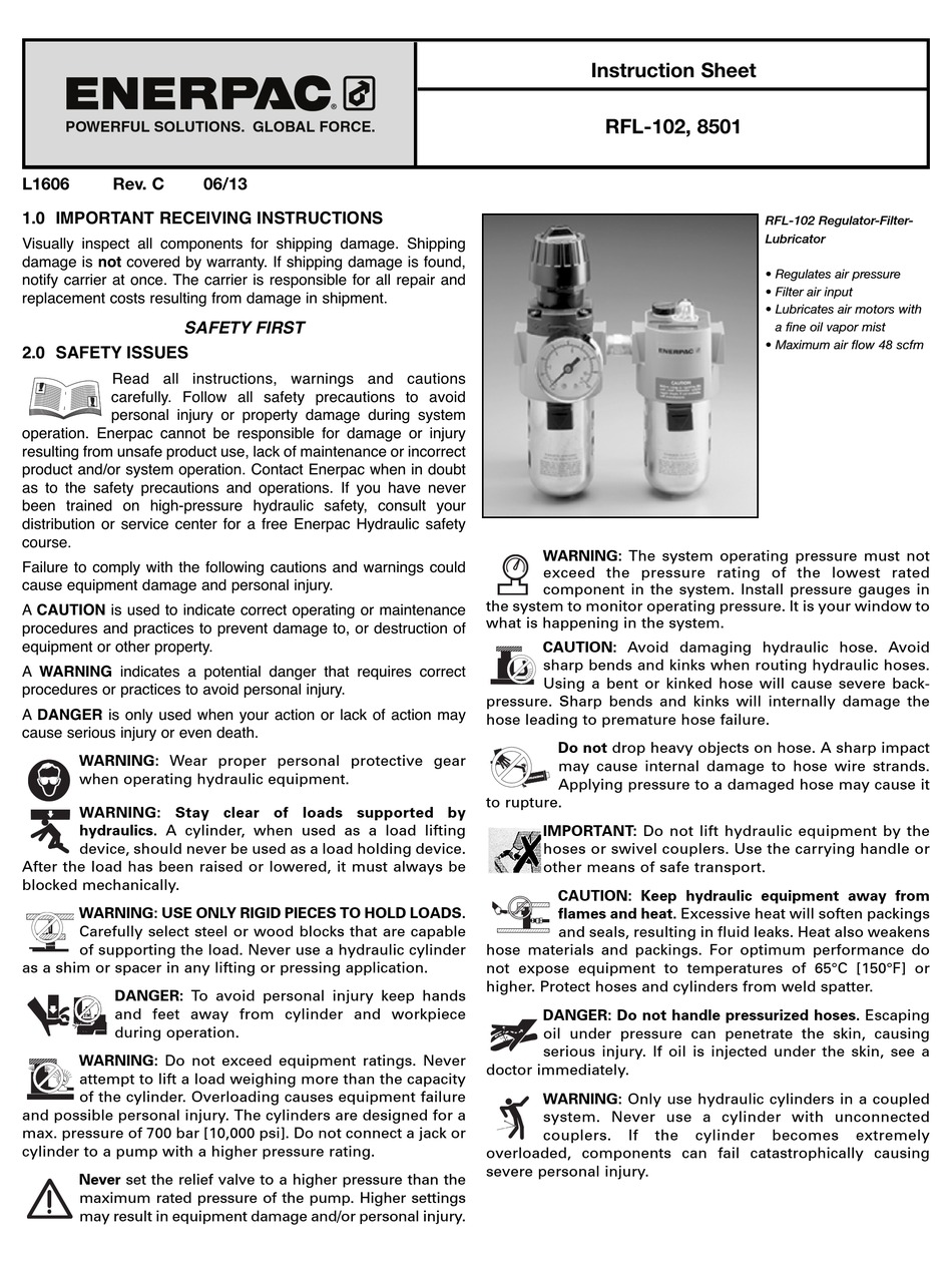 ENERPAC RFL102 INSTRUCTION SHEET Pdf Download ManualsLib