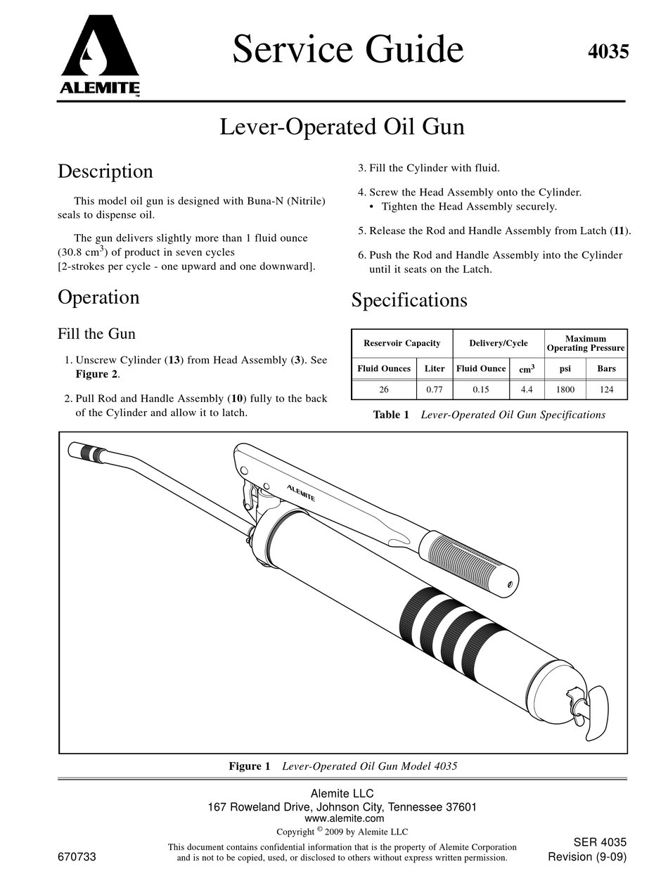 ALEMITE 4035 SERVICE MANUAL Pdf Download ManualsLib