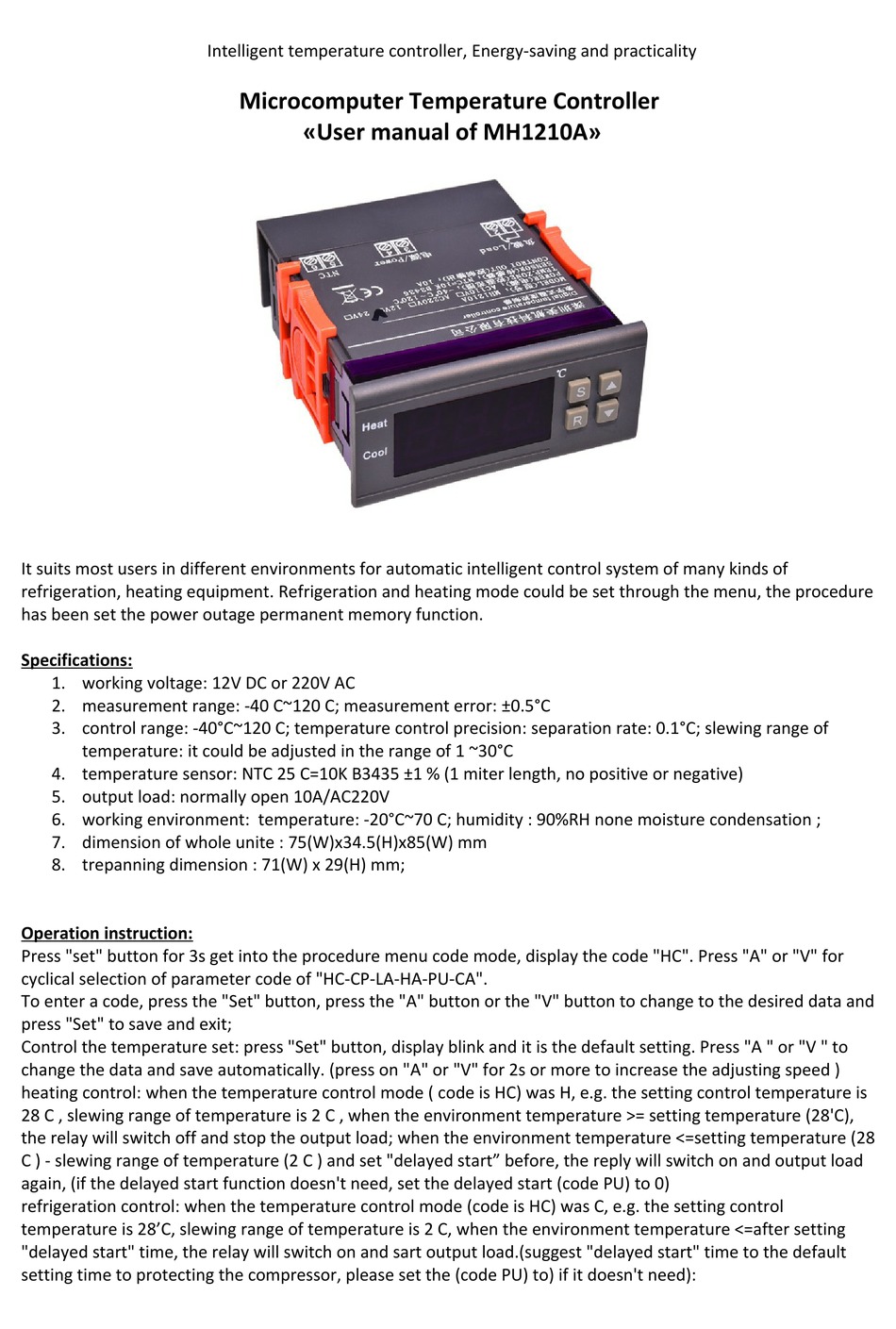 YIERYI MH1210A USER MANUAL Pdf Download ManualsLib