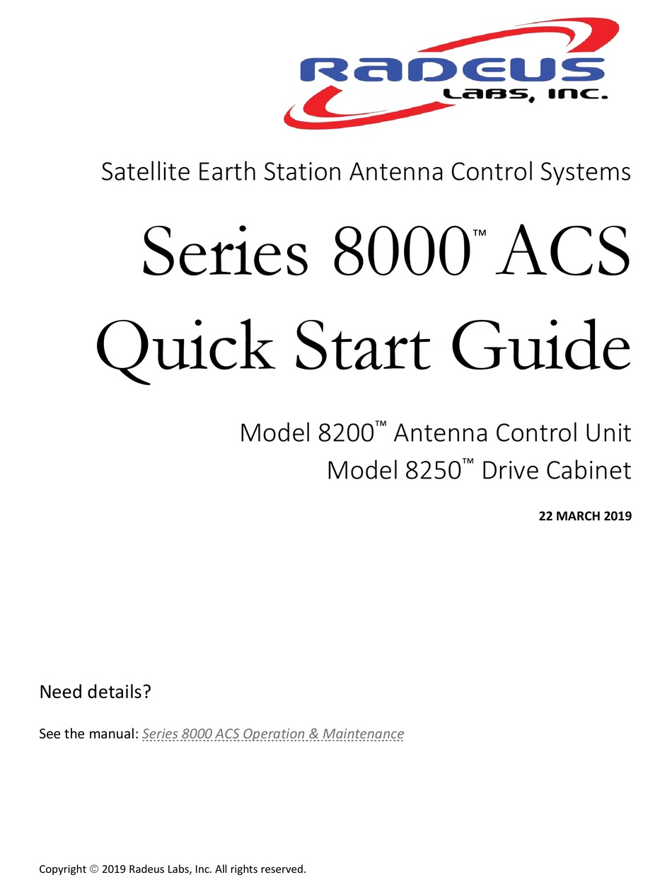 RADEUS 8000 ACS SERIES QUICK START MANUAL Pdf Download ManualsLib