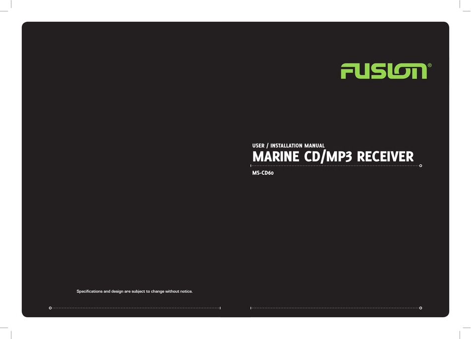 Fusion Ms Cd60 User Installation Manual Pdf Download Manualslib