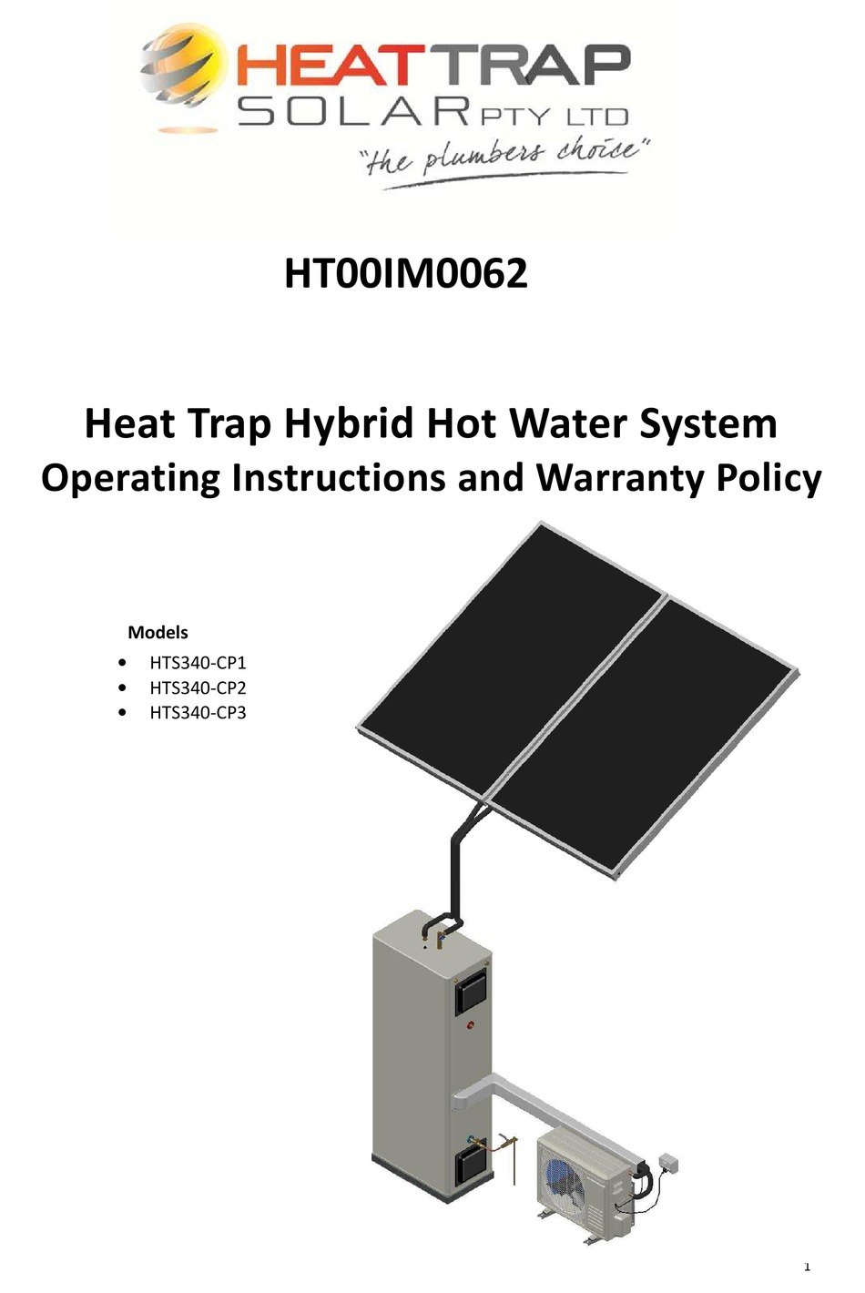 HEAT TRAP SOLAR HTS340-CP1 OPERATING INSTRUCTIONS MANUAL Pdf Download |  ManualsLib
