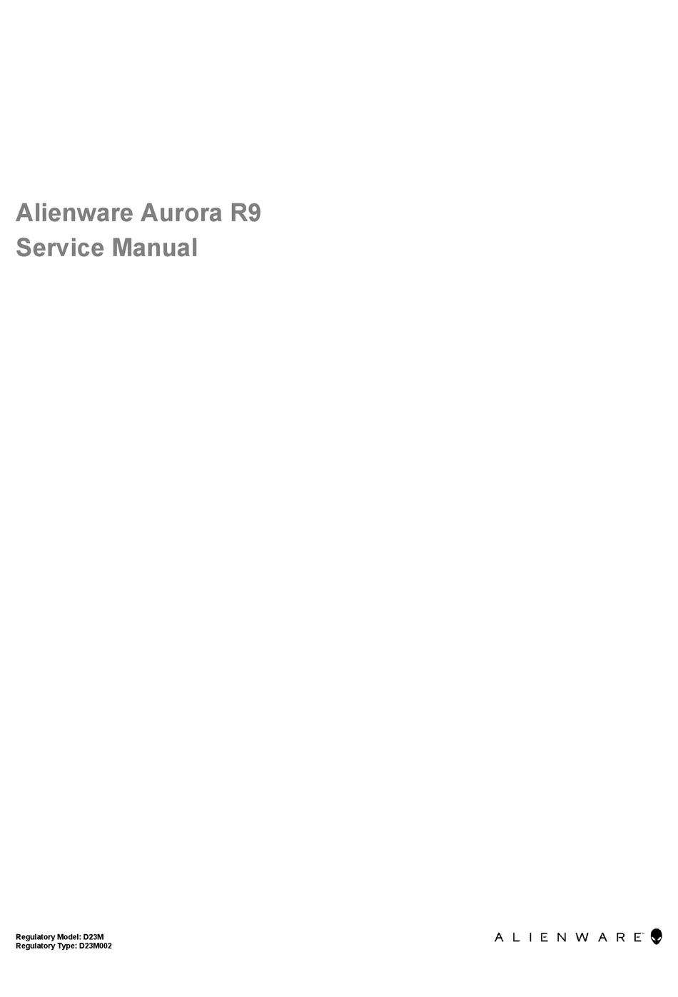 ALIENWARE AURORA R9 SERVICE MANUAL Pdf Download | ManualsLib