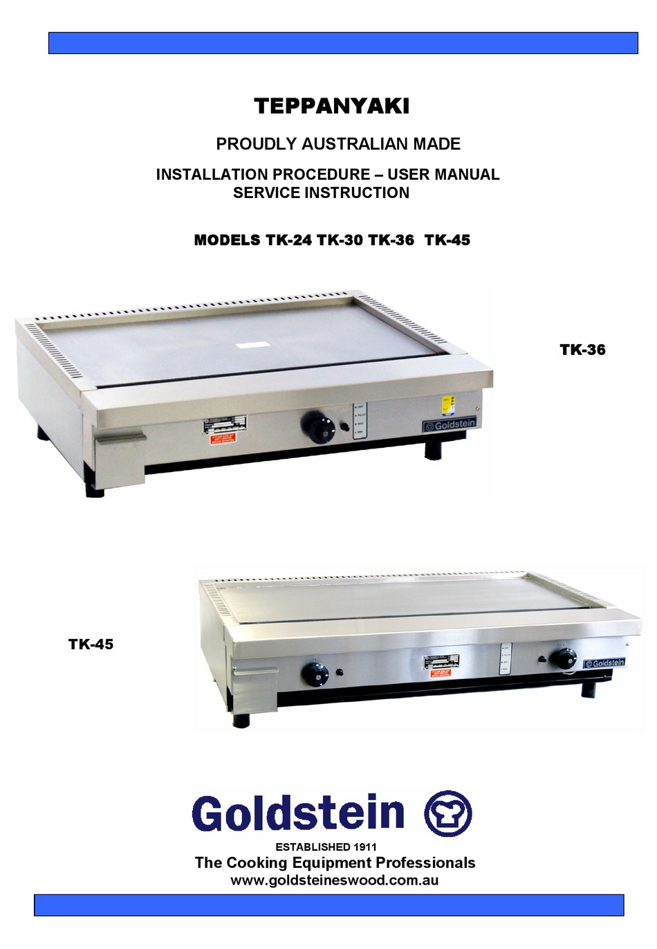 GOLDSTEIN TK24 INSTALLATION PROCEDURE USER MANUAL SERVICE