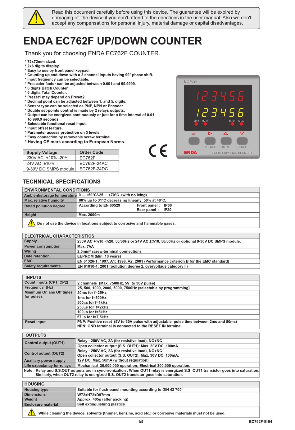 Enda Ec762f User Manual Pdf Download Manualslib